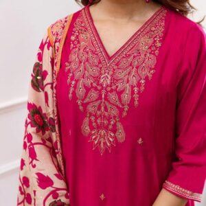 klosia women embroidery straight kurta and pant set with dupataa